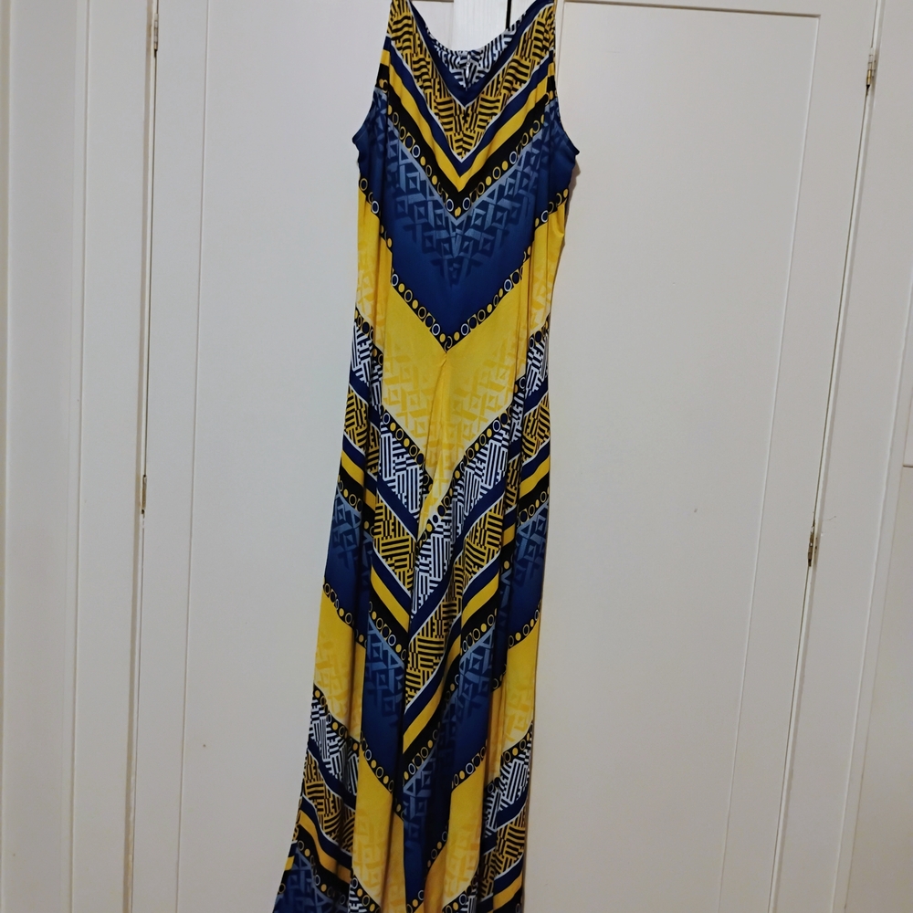 Ashley Stewart Navy and Mustard Romper - Picture 2 of 5